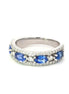 14K White Gold .55 CT 0val Sapphire Diamond Band