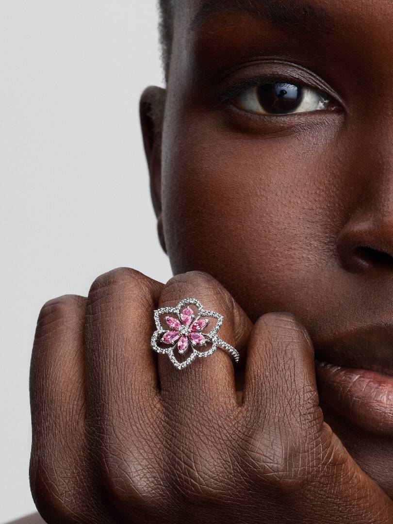 Pandora Double Flower Cocktail Ring Size 7.5