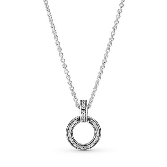 Pandora Signature Double Circle Pendant & Necklace 45 cm