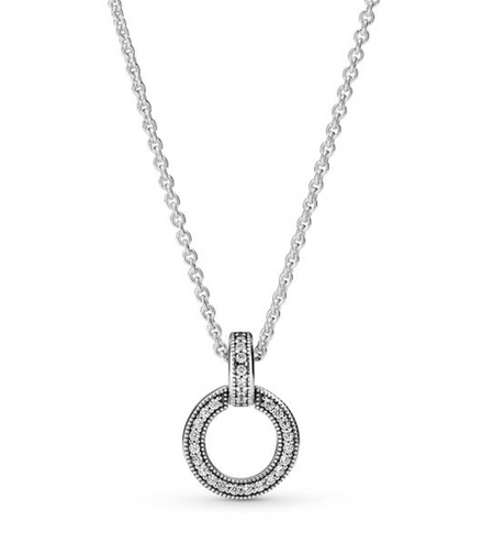 Pandora Signature Double Circle Pendant & Necklace 45 cm