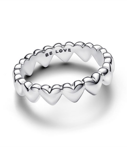 Pandora Moments Row of Hearts Ring Size 4.5