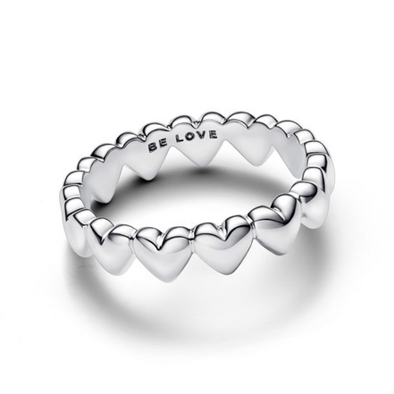 Pandora Moments Row of Hearts Ring Size 4.5