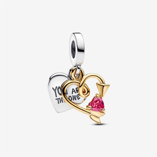 Pandora Moments Engravable Heart And Arrow Double Dangle Charm