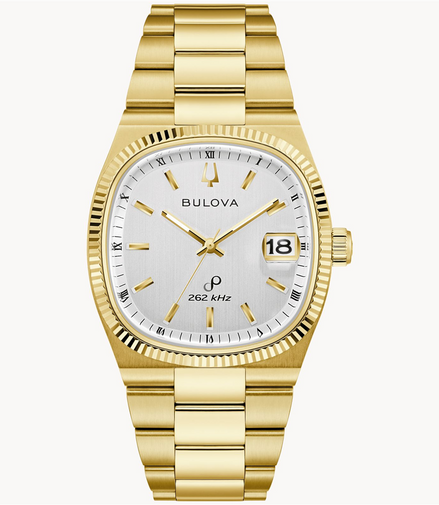 Bulova Super Seville Gold-Tone IP Bracelet Watch With Square Silver Dial