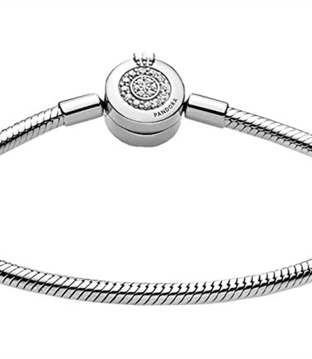 Pandora Moments Sparkling Crown O Snake Chain Bracelet Size 19