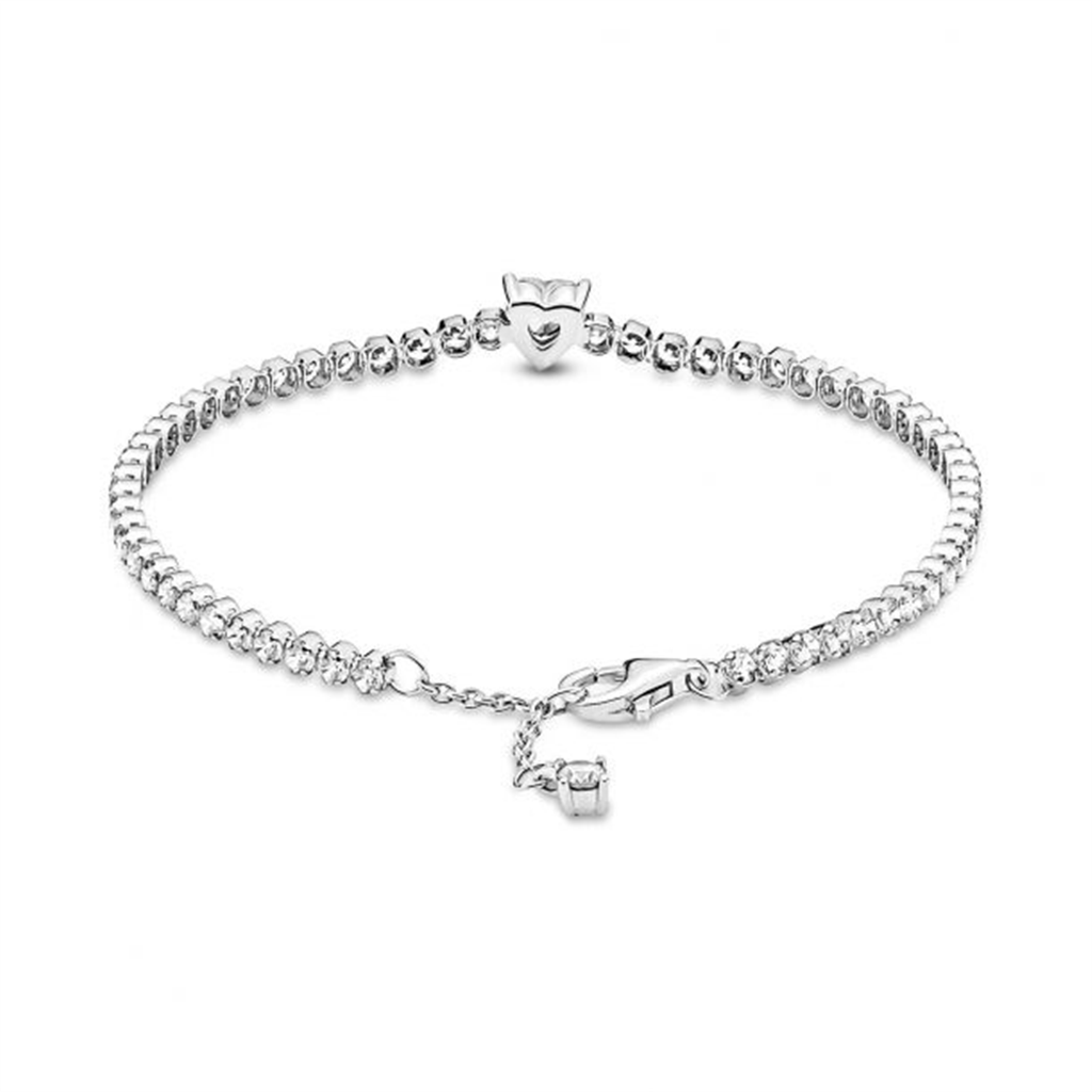 Pandora Sparkling Heart Tennis Bracelet Size 20