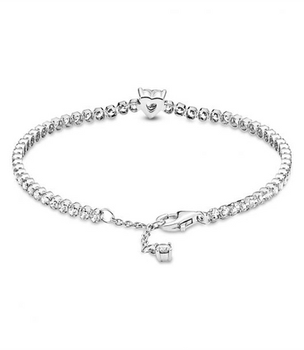 Pandora Sparkling Heart Tennis Bracelet Size 20