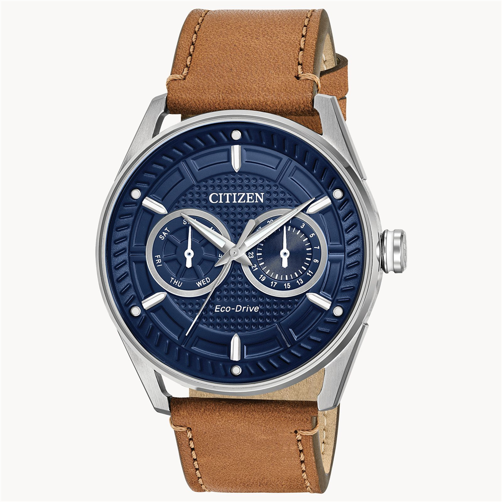 Citizen Eco-Drive CTO Brown Leather Strap Blue Dial Watch