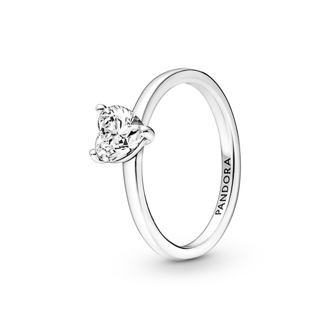 Pandora Timeless Sparkling Heart Solitaire Ring Size 4.5