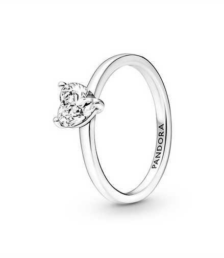 Pandora Timeless Sparkling Heart Solitaire Ring Size 4.5