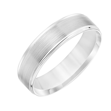 Men's 14k White Gold Beveled Edge Wedding Band