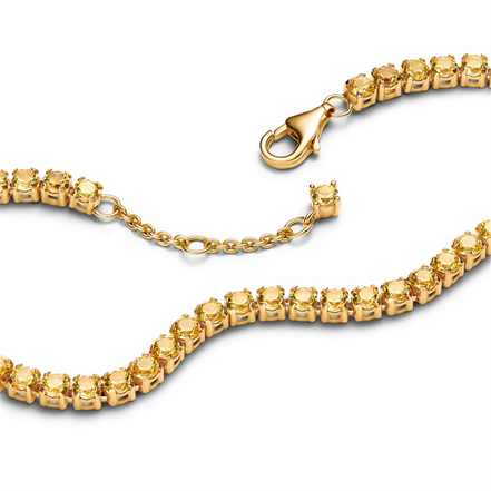 Pandora Timeless Sparkling Yellow Tennis Bracelet Size 18