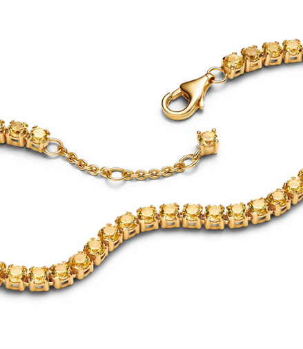 Pandora Timeless Sparkling Yellow Tennis Bracelet Size 18
