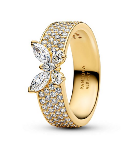 Pandora Sparkling Butterfly Bold Gold-Plated Ring Size 7
