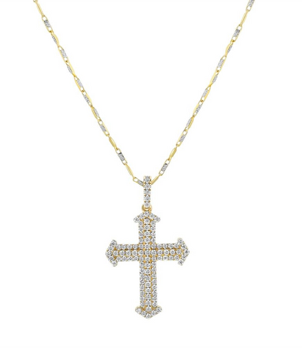 Oro Alexander 14K  Gold 0.42 CTW Diamond Cross Pendant Necklace