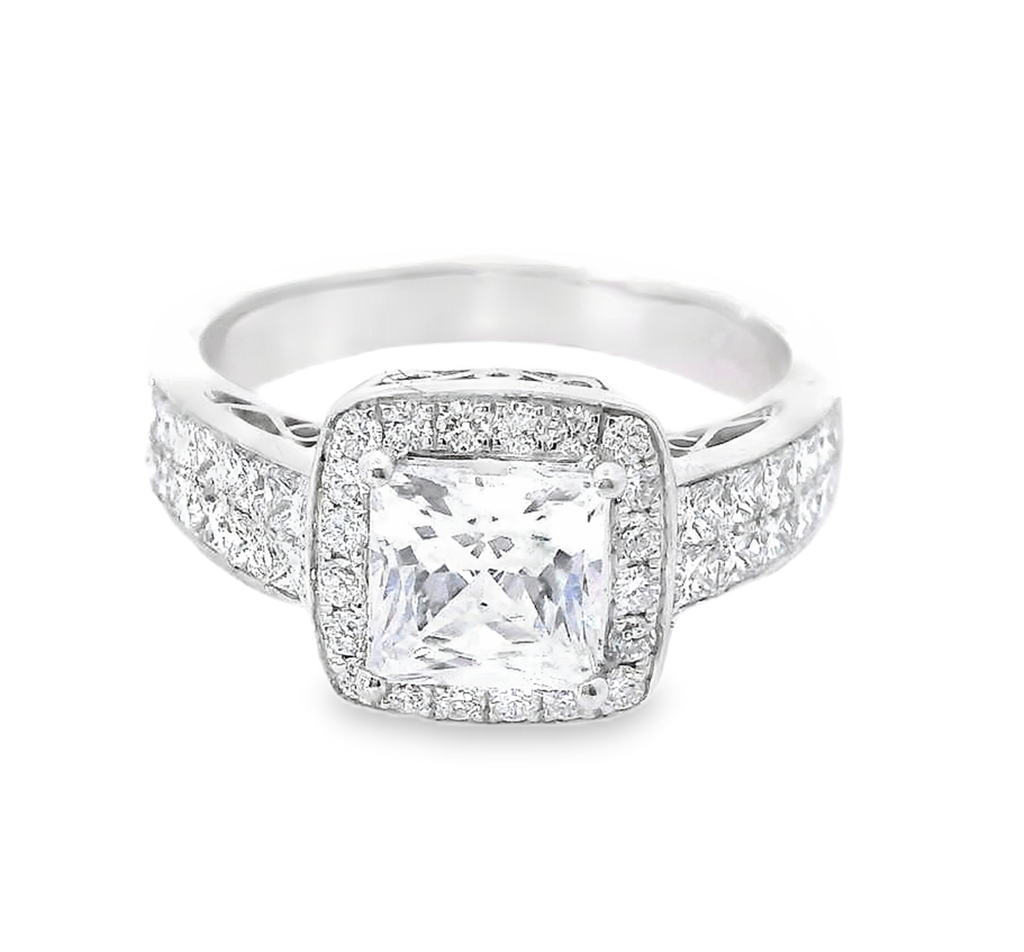 18k White Gold .79 cttw Diamond Semimount Engagement Ring