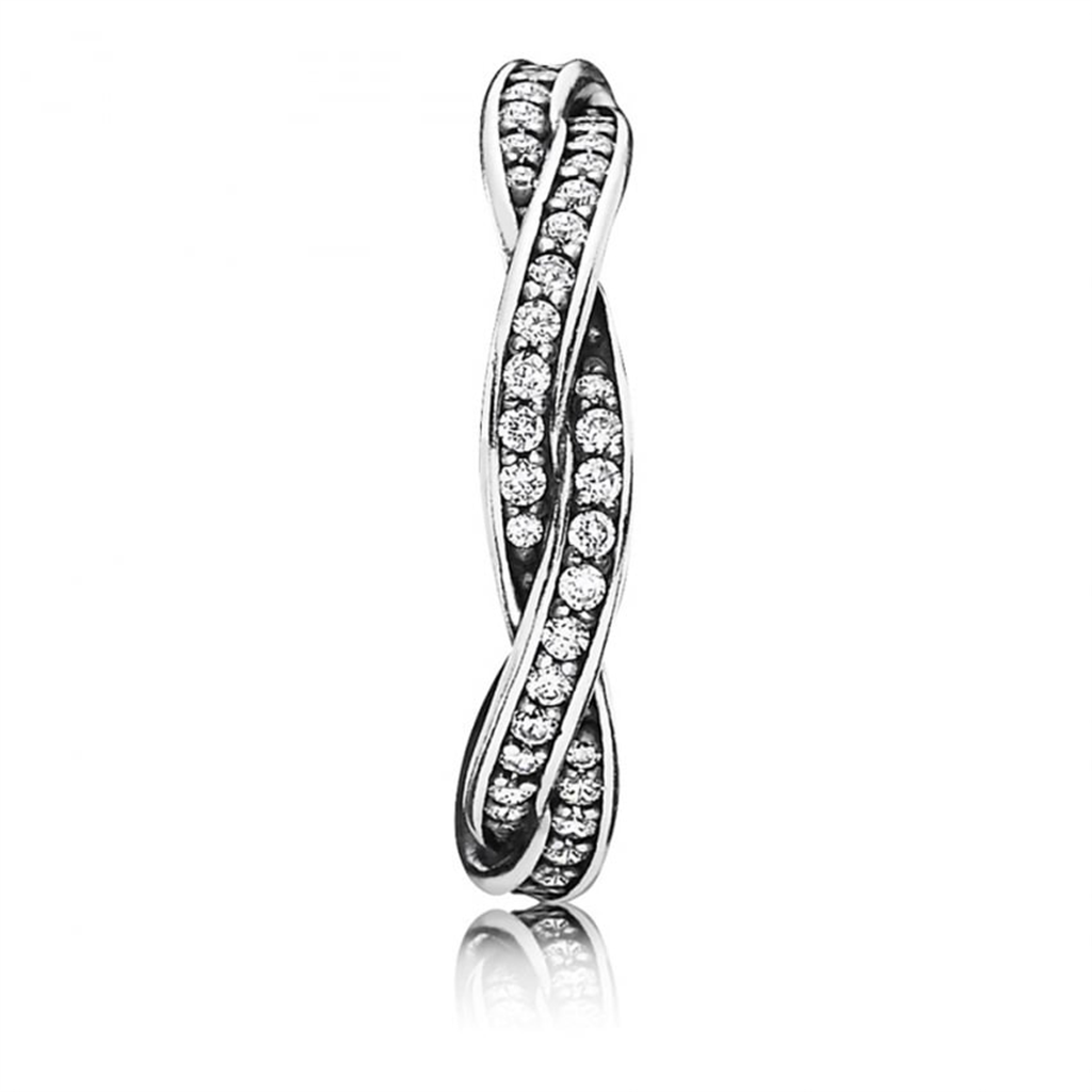 Pandora Timeless Sparkling Twisted Lines Ring Size 7