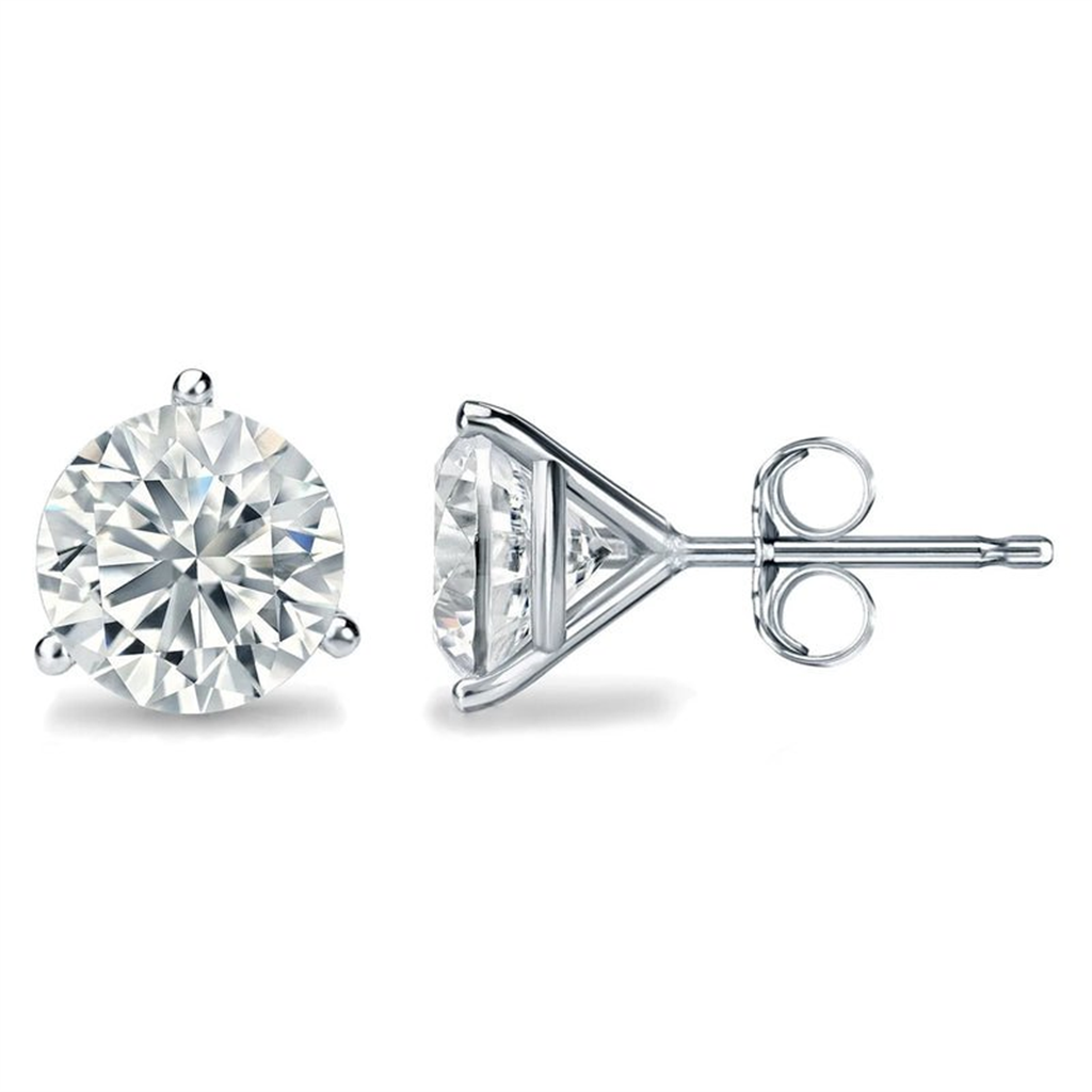 14K White Gold 3 CTW Lab Grown Diamond Round Stud Earrings