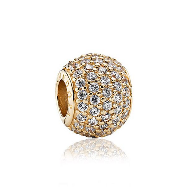 Pandora Timeless 14K Yellow Gold Clear Pave Lights Charm