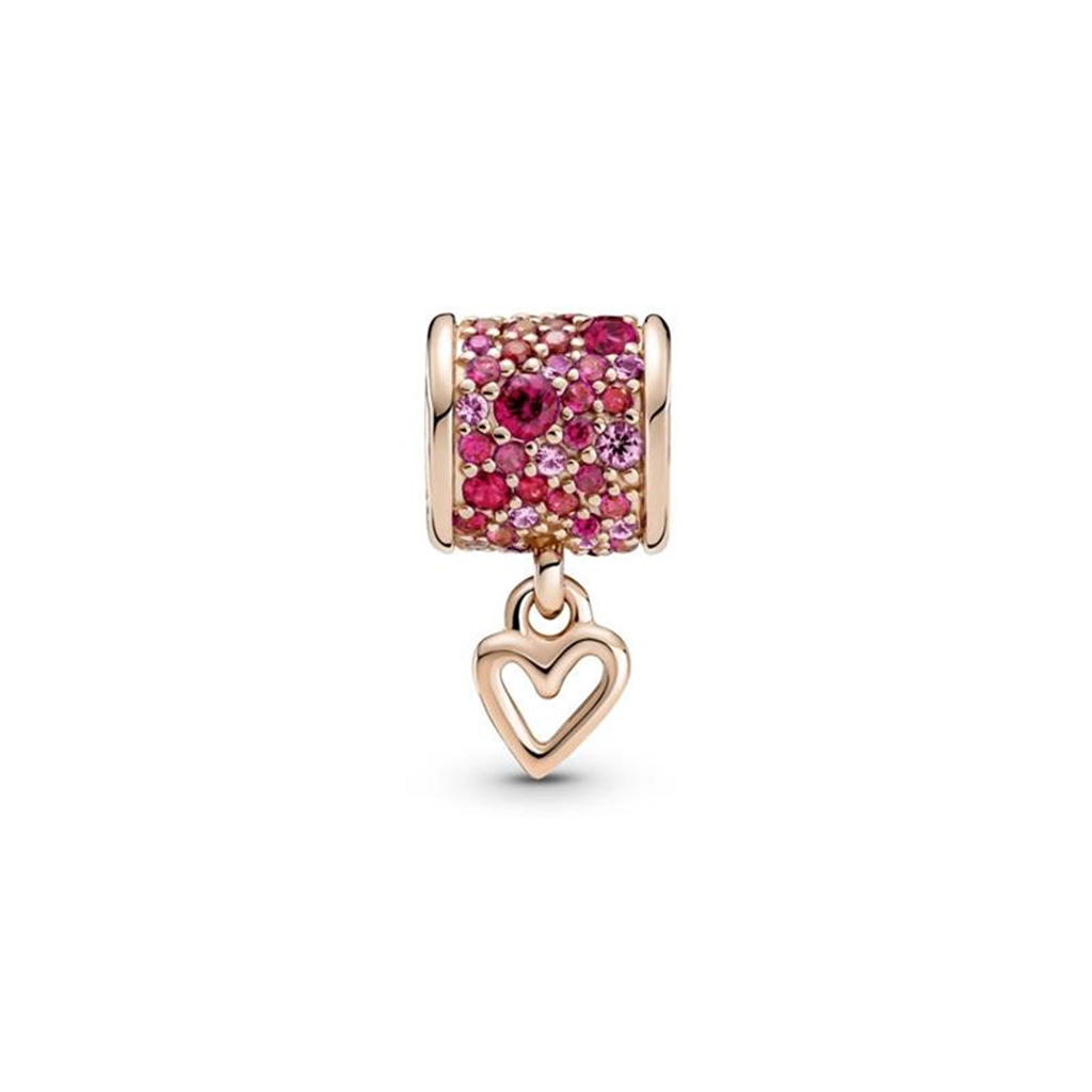 Pavé Freehand Heart Barrel Charm
