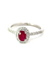 14K White Gold Oval Cut Ruby And Diamond Ring