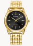 Citizen Ladies Dress Classic Gold-Tone Eco-Drive Bracelet Watch with Black Dial