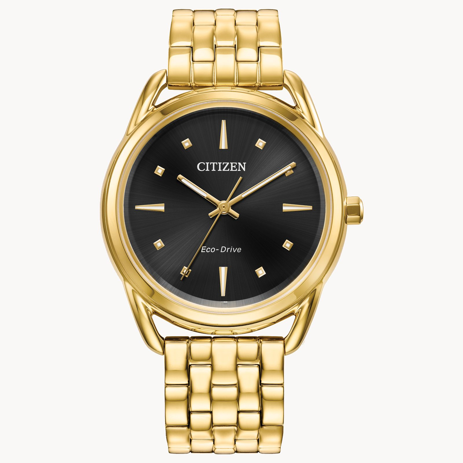 Citizen Ladies Dress Classic Gold-Tone Eco-Drive Bracelet Watch with Black Dial