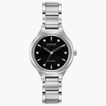Citizen Ladies Corso Eco-Drive Black Diamond Dial Bracelet Watch