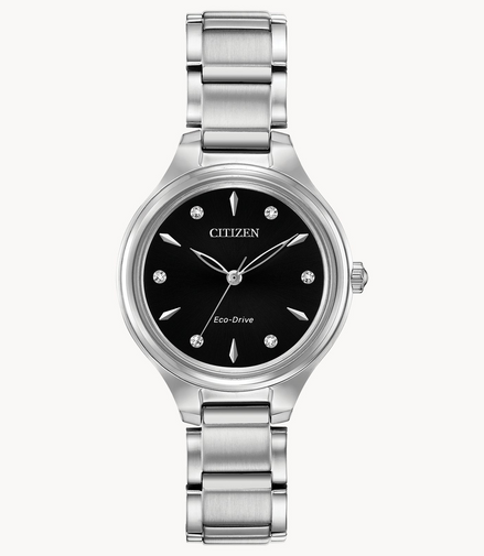 Citizen Ladies Corso Eco-Drive Black Diamond Dial Bracelet Watch
