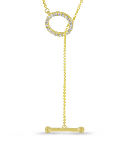 Brevani Ladies 14K Yellow Gold Diamond Toggle Lariat Necklace