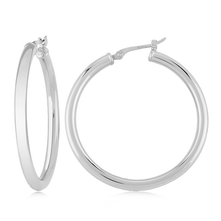 Carla Ladies 14K White Gold Tube Hoop Earrings