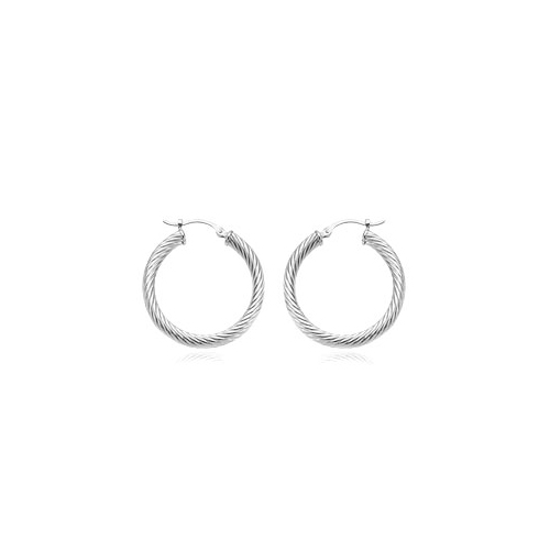 Carla Laides 14K White Gold Twisted Tube Hoop Earrings