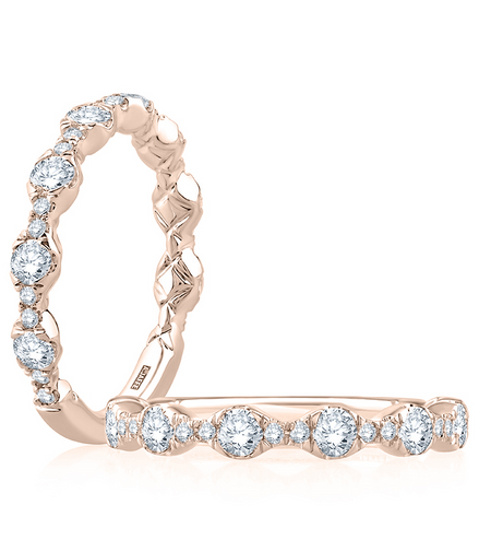 A.JAFFE Ladies Rose Gold Diamond Wedding Band