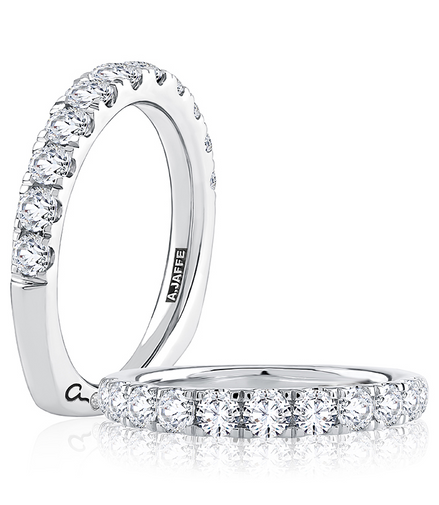 A.JAFFE 14K White Gold Diamond Wedding Band