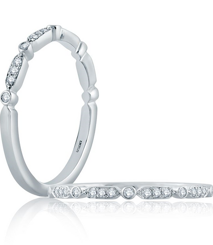 A.JAFFE 14K White Gold Diamond Wedding Band