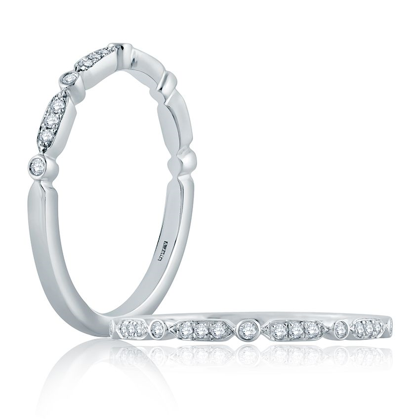 A.JAFFE 14K White Gold Diamond Wedding Band