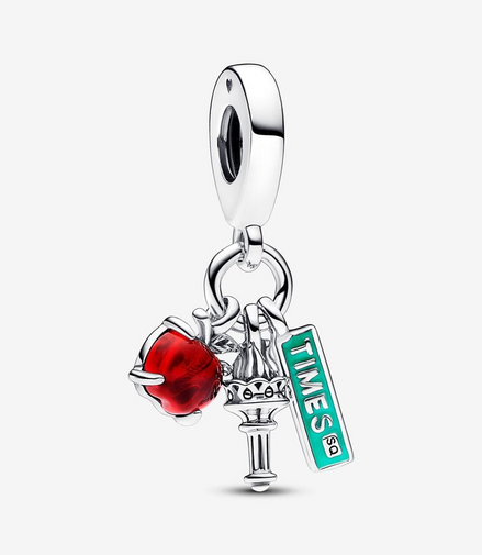 Pandora Moments NYC Apple, Torch And Street Sign Triple Dangle Charm