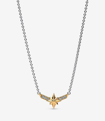 Pandora Marvel Captain Marvel Octogram Star Two tone Pendant Necklace