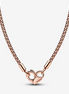 Pandora Moments Rose Heart Clasp Studded Chain Necklace 45 cm