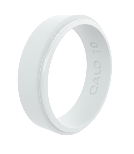 QALO Ladies Narrow Polished Step Edge Silicone Ring