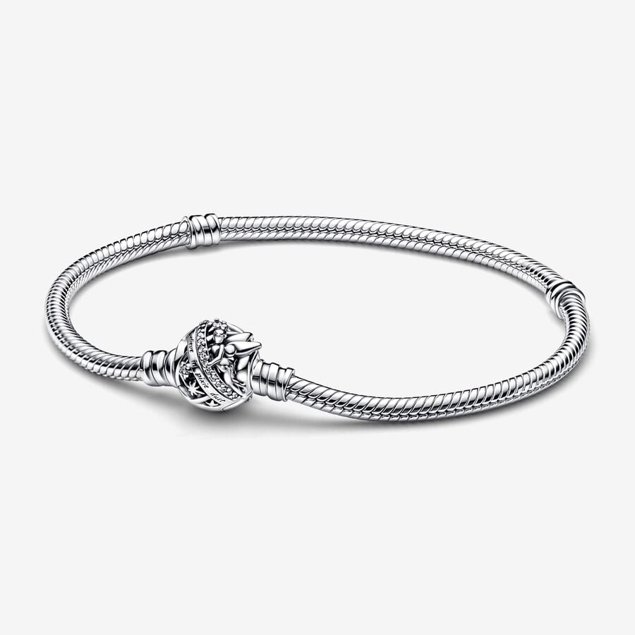 Pandora Disney Tinker Bell Clasp Moments Snake Chain Bracelet Size Size 18