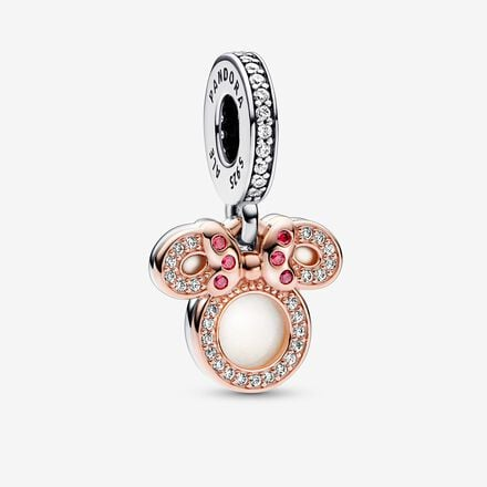 Pandora Disney Minnie Mouse Silhouette "Mom"  Double Dangle Charm