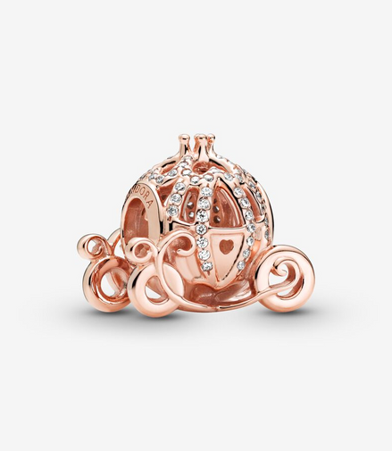 Pandora Disney 14K Rose Gold Plated Cinderella Sparkling Carriage Charm