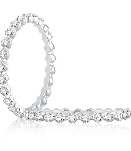 A.JAFFE 18K White Gold Diamond Bubble Diamond Wedding Band