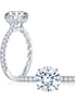 A.JAFFE 14K White Gold Statement Round Quilted Engagement Ring