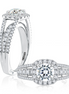 A.JAFFE Triple Split ShankHalo Round Cut Diamond Engagement Ring