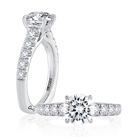 A.JAFFE Modern Diamond Pavé Round Cut Diamond Engagement Ring