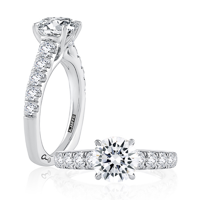 A.JAFFE Modern Diamond Pavé Round Cut Diamond Engagement Ring