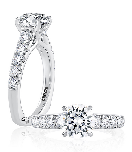 A.JAFFE Modern Diamond Pavé Round Cut Diamond Engagement Ring