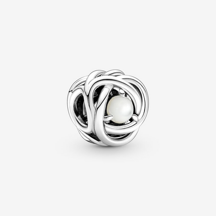 Pandora Moments June White Mother of Pearl Eternity Circle Charm